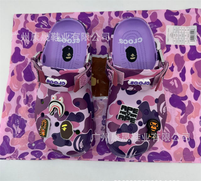 Bape x Cro*s Clogs Camo Sandals Men Women Size 4-11 Purple