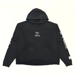 1:1 Quality GD Gothic White Letter Washed Black Hoodie