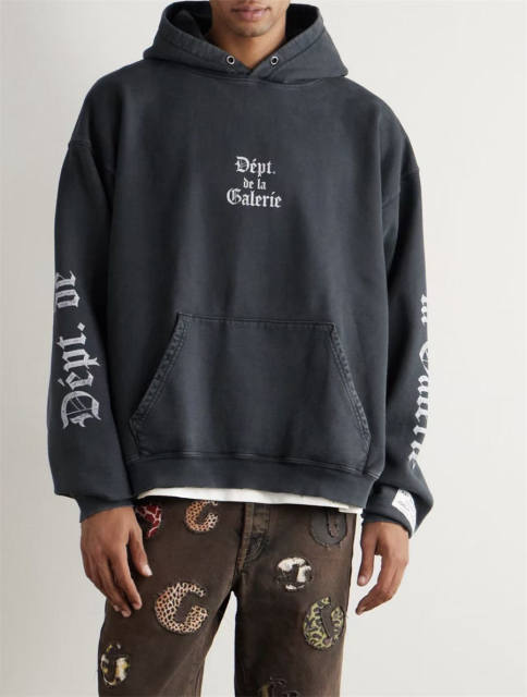 1:1 Quality GD Gothic White Letter Washed Black Hoodie