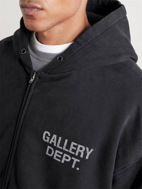 1:1 Quality GD White Letter Print Zipper Hoodie