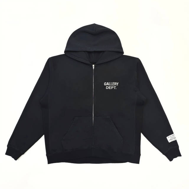 1:1 Quality GD White Letter Print Zipper Hoodie