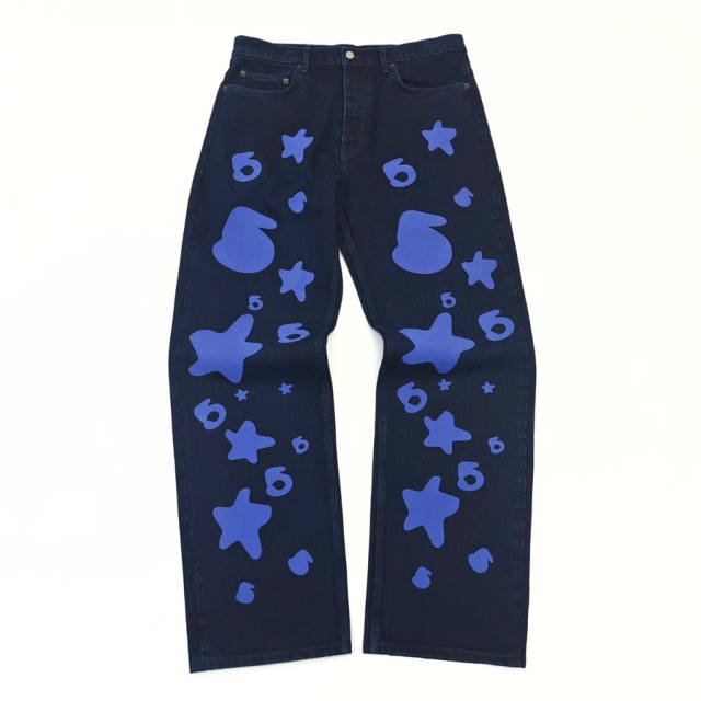 1:1 quality version Blue Star Washed Distressed Jeans