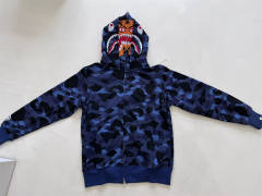 Bape Shark Tiger Double Hood Camo Hoodie Sweatshirt (Purple/Red/Blue)