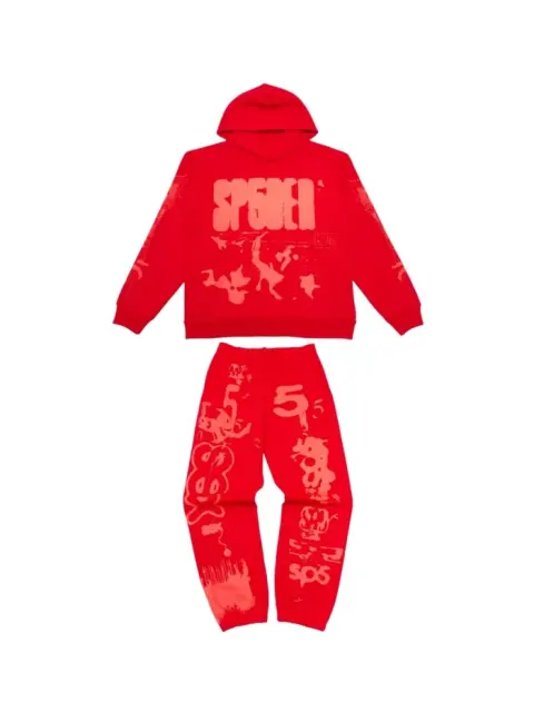 1:1 Quality Ray Doodle Print Hoodie & Pants Set