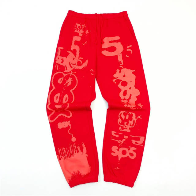1:1 Quality Ray Doodle Print Hoodie & Pants Set