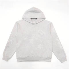1:1 TOP Quality White Rhinestone Large Star Hoodie & Pants Set