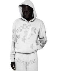 1:1 TOP Quality White Rhinestone Large Star Hoodie & Pants Set
