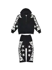 1:1 TOP Quality Silver-Hot-Stamped Letter Print Zipper Hoodie & Pants Set