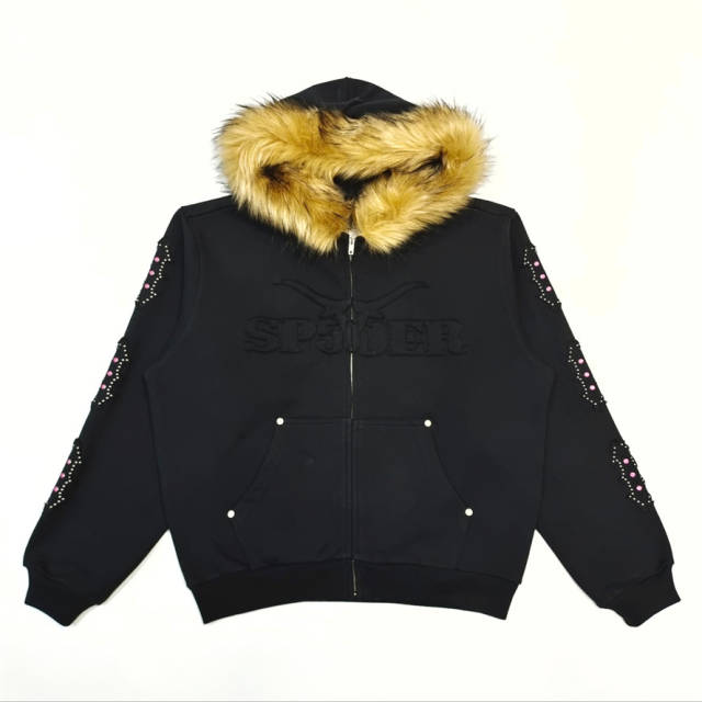 1:1 Top Quality Laser-Embroidered Fur Collar Jacket