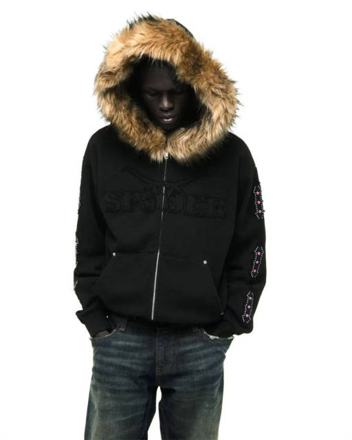 1:1 Top Quality Laser-Embroidered Fur Collar Jacket