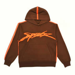 1:1 TOP Quality Orange Rhinestone Brown Hoodie & Pants Set