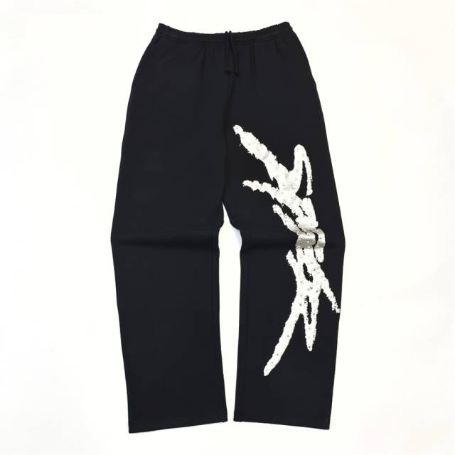 1:1 TOP Quality White Rhinestone Brown Hoodie & Pants Set