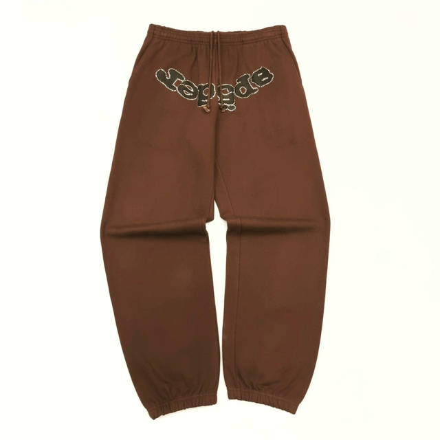 1:1 TOP Quality Rhinestone Brown Hoodie & Pants Set
