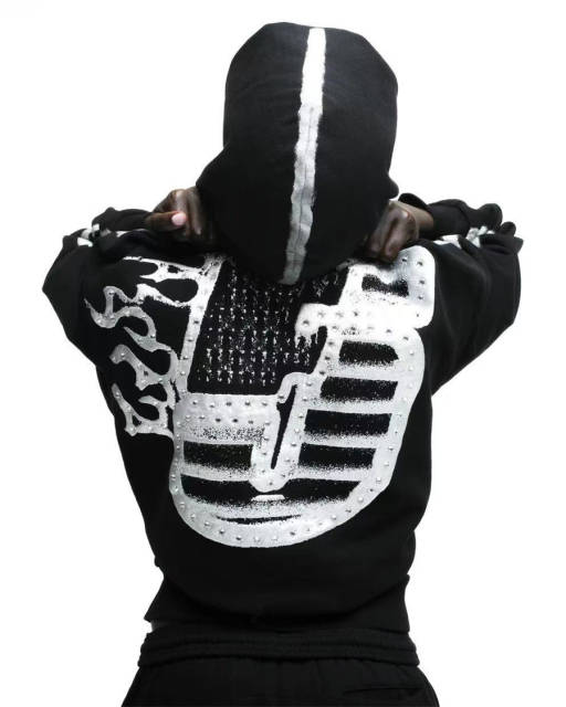 1:1 TOP Quality White Rhinestone Brown Hoodie & Pants Set