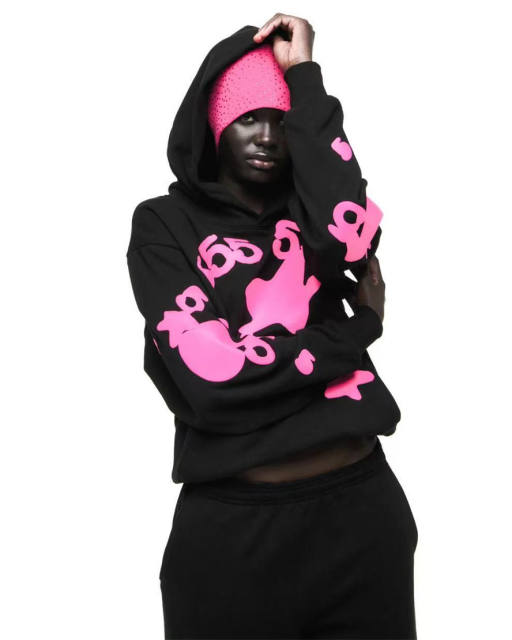 1:1 TOP Quality Pink 555 Printed Hoodie & Pants Set