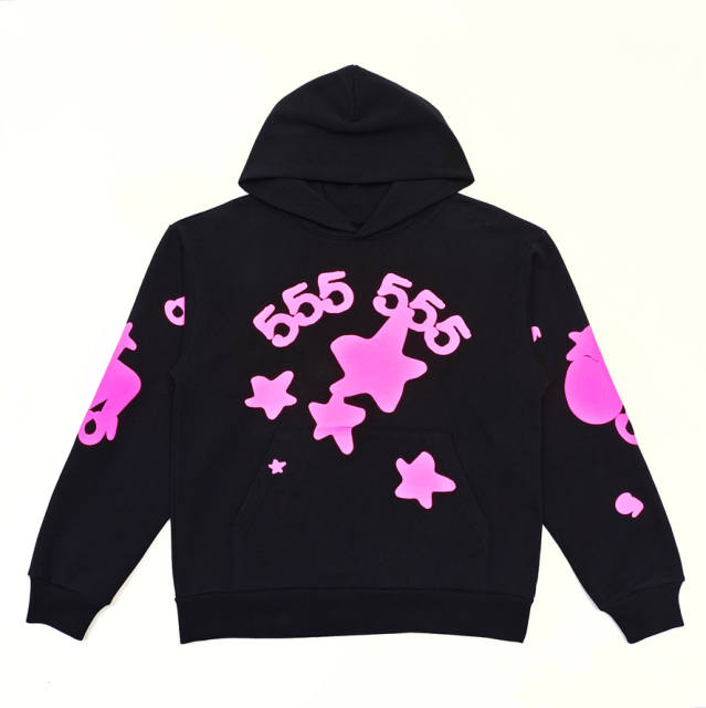 1:1 TOP Quality Pink 555 Printed Hoodie & Pants Set