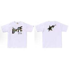 Bape Sta Green Camo Font T-Shirt Black White