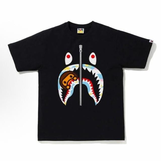 Bape Babymilo Shark T-Shirt Black White