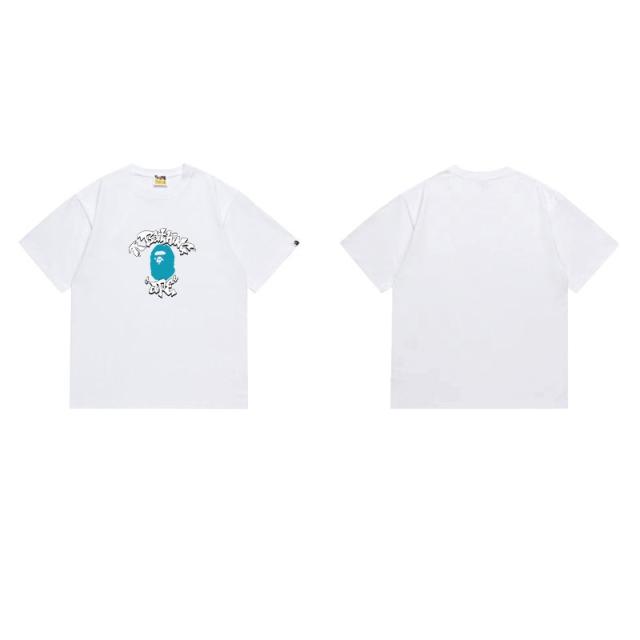 Bape Blue Logo T-Shirt Black White