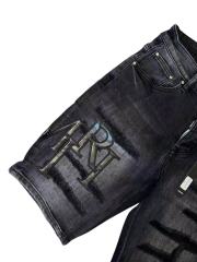 1:1 quality version Logo Patch Horizontal Striped Ripped Denim Shorts 28920234