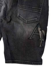 1:1 quality version Logo Patch Horizontal Striped Ripped Denim Shorts 28920234