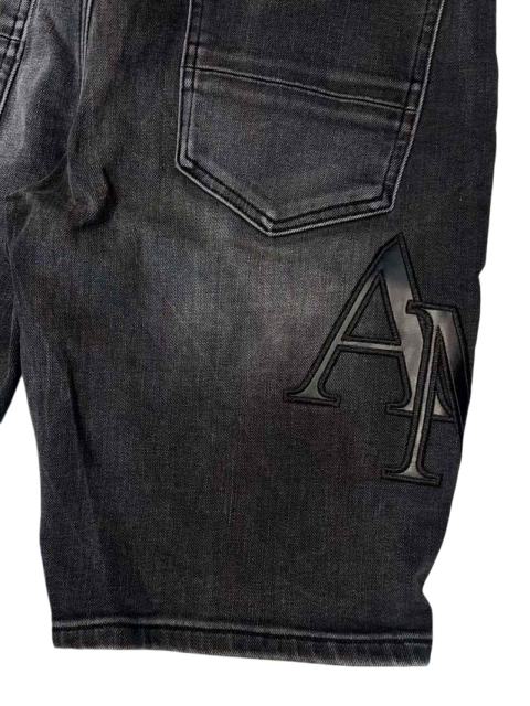 1:1 quality version Logo Patch Horizontal Striped Ripped Denim Shorts 28920234