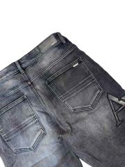 1:1 quality version Logo Patch Horizontal Striped Ripped Denim Shorts 28920234