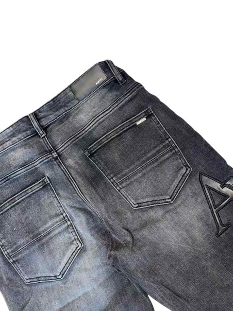 1:1 quality version Logo Patch Horizontal Striped Ripped Denim Shorts 28920234