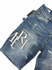1:1 quality version Fluffy Embroidered Logo Distressed Denim Shorts 28920251