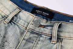 1:1 quality version Silver Ink P-Shape Rhinestone Denim Shorts 28920227