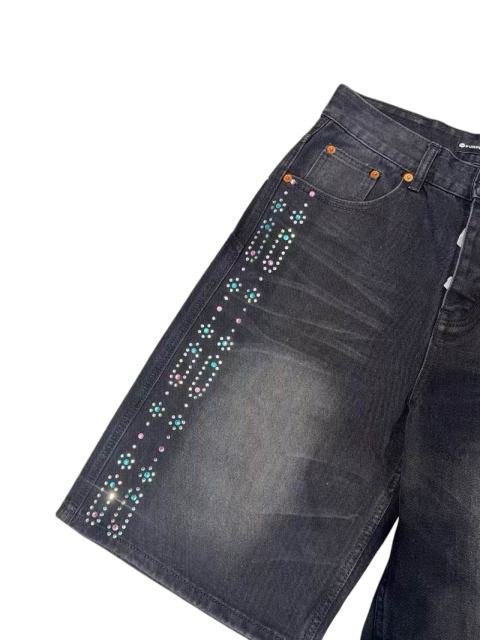 1:1 quality version Side Double Column Colorful Hot Drilling Denim Shorts 2 colors 28920223