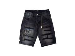 1:1 quality version Logo Patch Horizontal Striped Ripped Denim Shorts 28920234