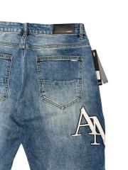 1:1 quality version Fluffy Embroidered Logo Distressed Denim Shorts 28920251