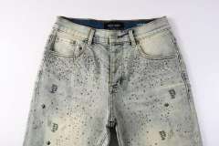 1:1 quality version Silver Ink P-Shape Rhinestone Denim Shorts 28920227