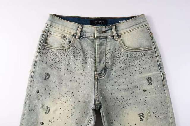 1:1 quality version Silver Ink P-Shape Rhinestone Denim Shorts 28920227
