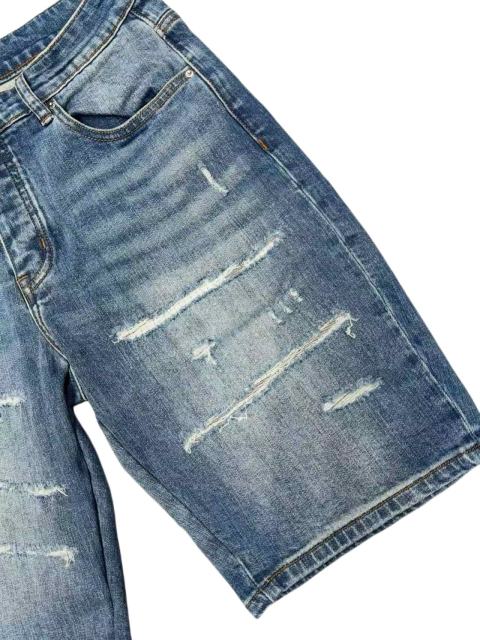 1:1 quality version Fluffy Embroidered Logo Distressed Denim Shorts 28920251