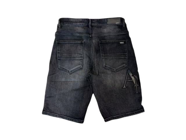 1:1 quality version Logo Patch Horizontal Striped Ripped Denim Shorts 28920234