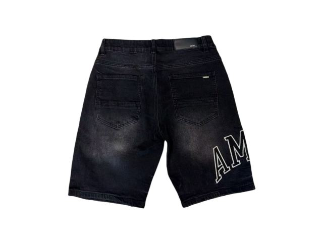 1:1 quality version Curved Embroidered Logo Distressed Denim Shorts 28920241