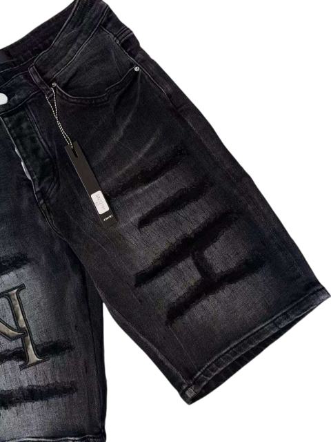 1:1 quality version Logo Patch Horizontal Striped Ripped Denim Shorts 28920234