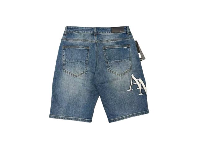1:1 quality version Fluffy Embroidered Logo Distressed Denim Shorts 28920251