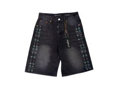 1:1 quality version Side Double Column Colorful Hot Drilling Denim Shorts 2 colors 28920223