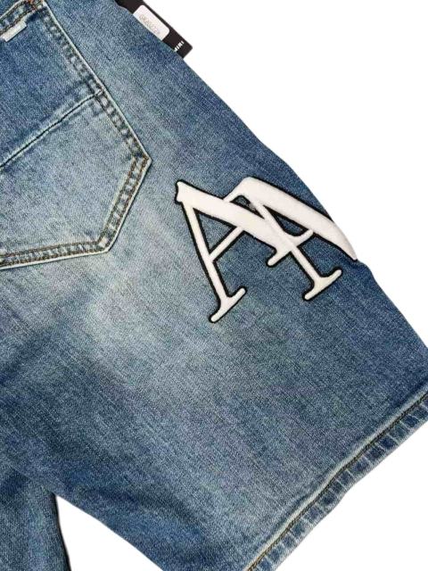 1:1 quality version Fluffy Embroidered Logo Distressed Denim Shorts 28920251