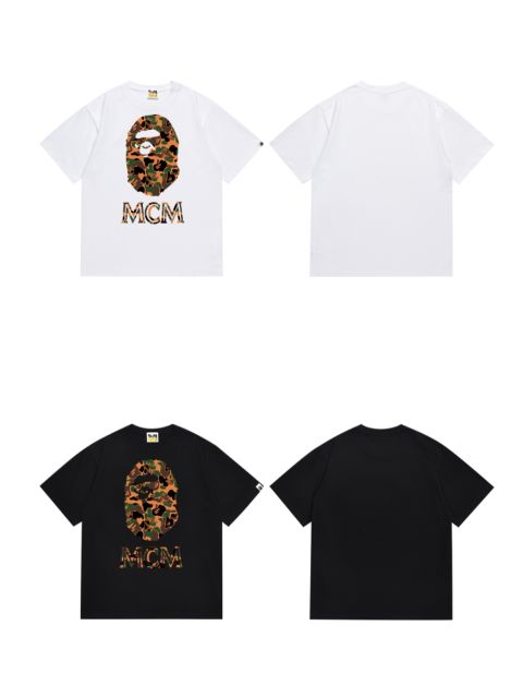 Bape MCM Camouflage Desert Ape Head Cutout Letter Tee 2 colors