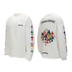 Chr0me Hearts Long-Sleeve Multi-Crosses Black White T-Shirt