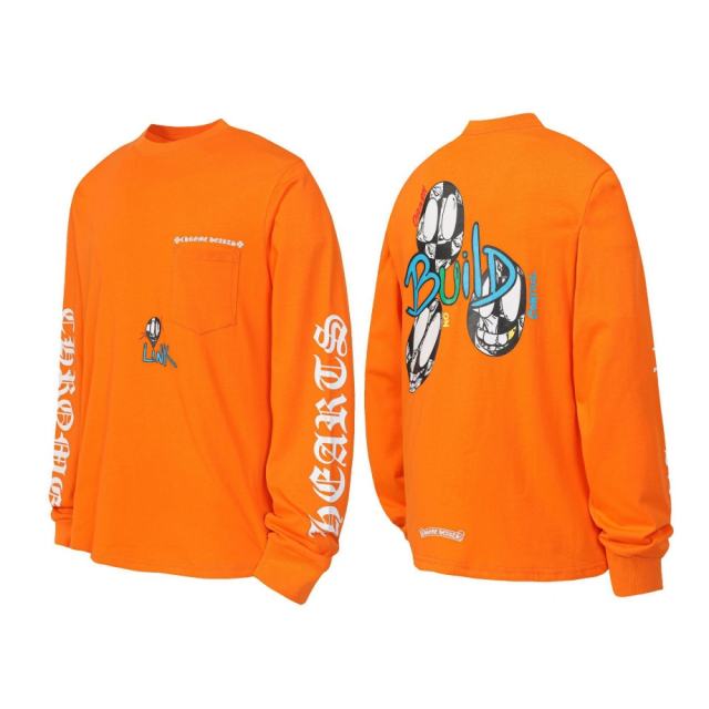 Chr0me Hearts SEX RECORD Long-Sleeve Orange T-Shirt