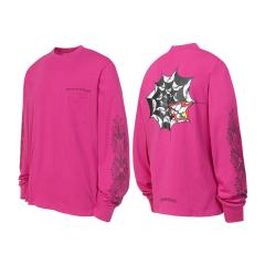 Chr0me Heart Web Lip Long-Sleeve Purplr T-Shirt