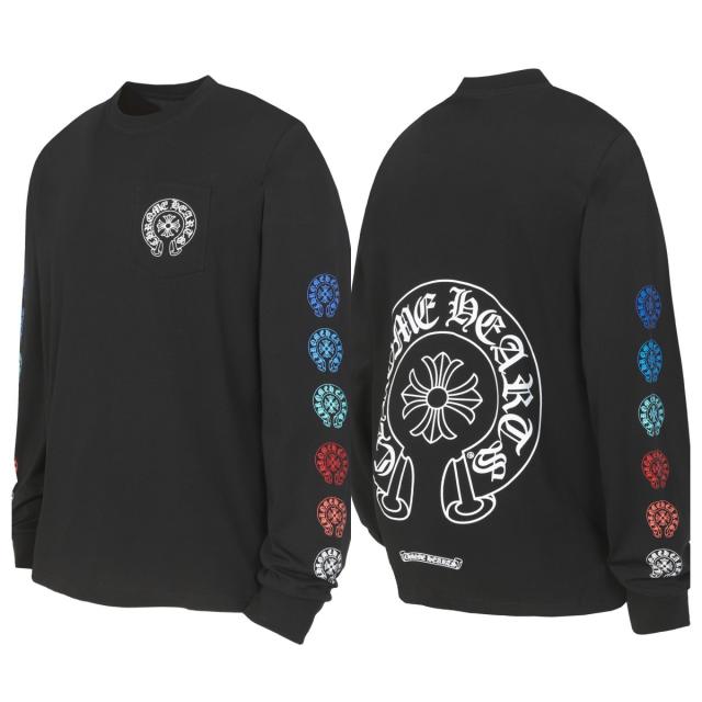 Chr0me Hearts Blue Crosses Long-Sleeve Blue T-Shirt