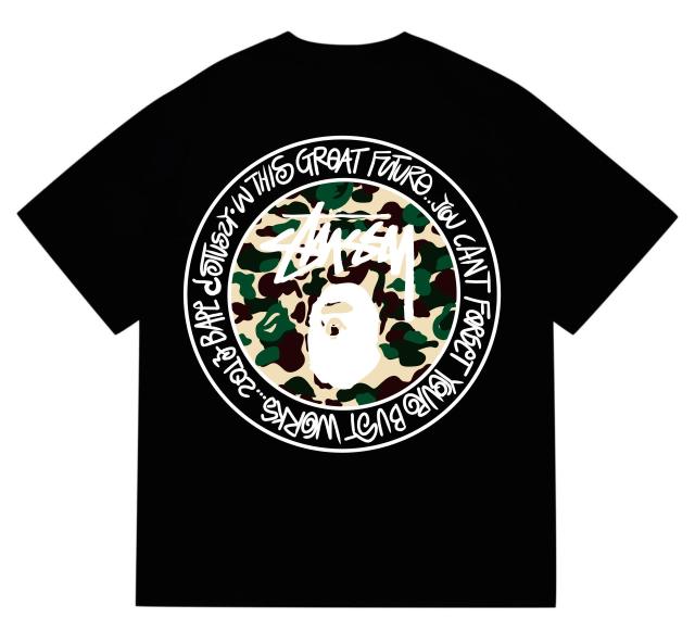 Bape x Stussy T-Shirt Black White