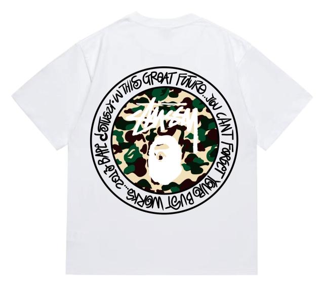 Bape x Stussy T-Shirt Black White