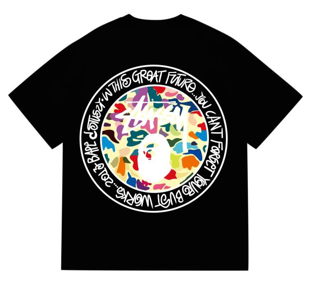 Bape x Stussy T-Shirt Black White